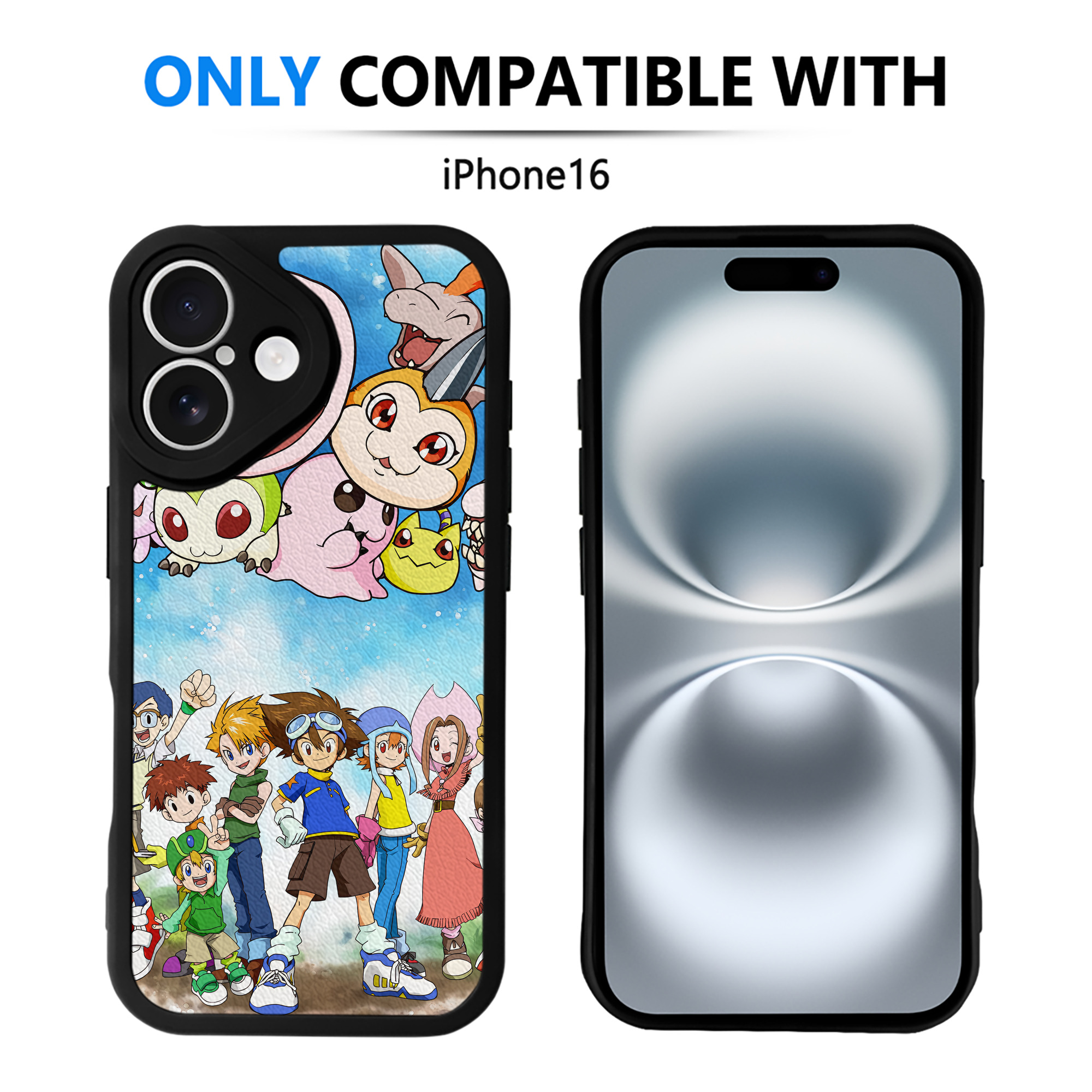 （画像用） Digimon デジタルモンスター/デジモン 【iPhone 16シリーズ対応】シリコンスマホケース（レザー調） 材質：シリコン